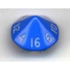 Opaque 16-Sided Dice Blue w/white